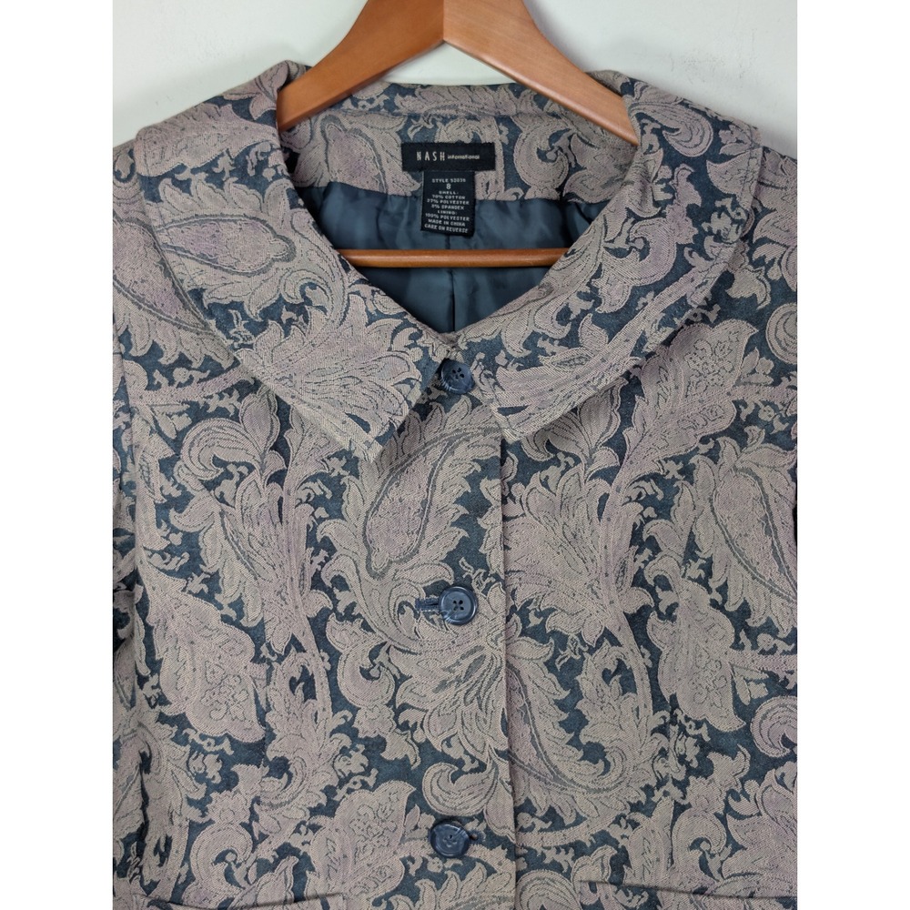 NASH International‎ Paisley Jacket Blazer 8 Lined Peter Pan Collar Tapestry